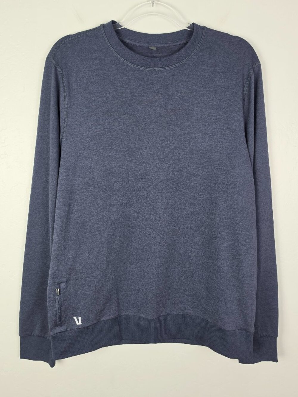 Vuori Ponto Performance Crew Sweatshirt DreamKnit Blue Heather Size L
